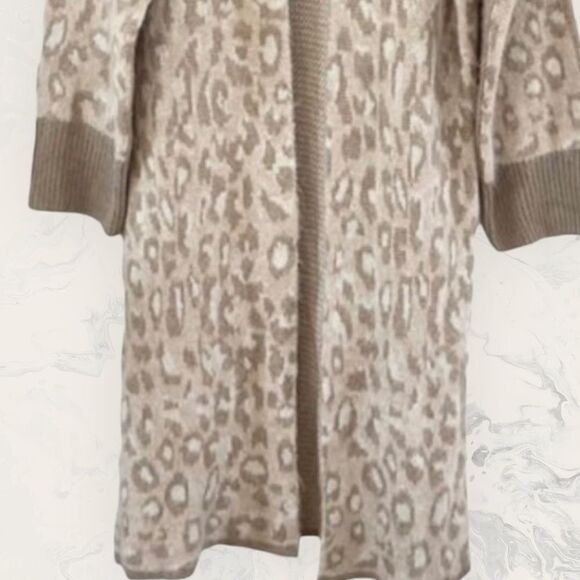 NWOT TOPSHOP Leopard Print Longline Open Front Cardigan -Size Small - Cream/Tan - Picture 8 of 8